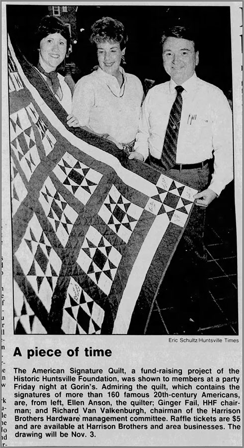 HHF hosted public gatherings and member events to promote interest in the American Signature Quilt .