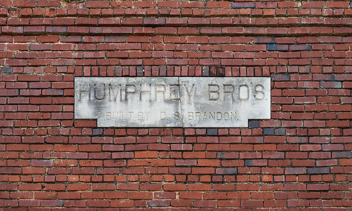 Datestone on the Humphrey Bros. Building in Madison. This is the only building constructed by Daniel Brandon that bears his name.